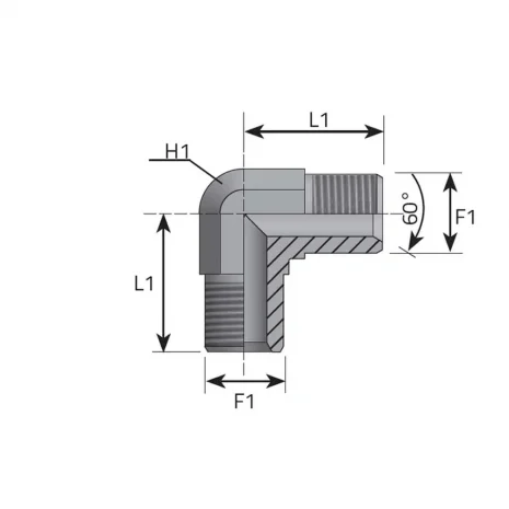 90° ADAPTOR BSPP MALE – BSPP MALE