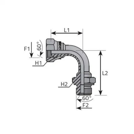 90° ADAPTOR MALE BSPP – SWIVEL FEMALE BSPP