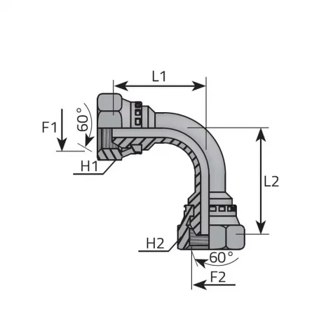 90° ADAPTOR SWIVEL FEMALE BSPP – SWIVEL FEMALE BSPP