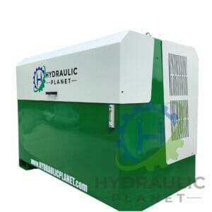 hydraulicplanet Green and white CHECK VALVE with "Hydraulic Planet" logo and website printed on the side, featuring vent openings and a metal handle.