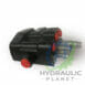 hydraulicplanet A TRACTOR FRONT LOADER VALVE for open centre systems, black with red and silver fittings, is set on a white background with the Hydraulic Planet logo partially visible.