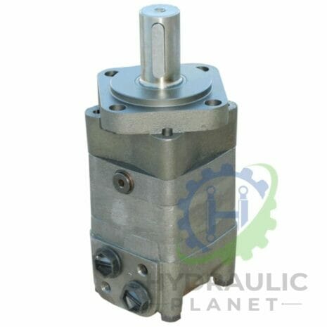 hydraulicplanet A MAS Geroler Hydraulic Motor (OMS, EPMS, MPS type) with a cylindrical shaft, mounting plate, and two hose ports is shown. The "Hydraulic Planet" logo appears partially in the corner.