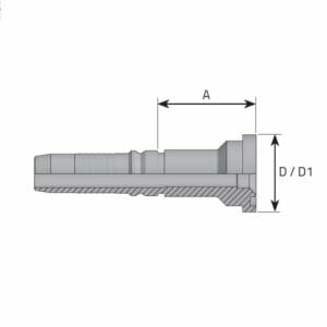 hydraulicplanet Technical drawing of the FLANGE CODE 61 - 3000 PSI cylindrical metal fitting with flanged base, labelled dimensions A (length) and D/D1 (diameter), designed to the FLANGE CODE 61 standard and rated for 3000 PSI.