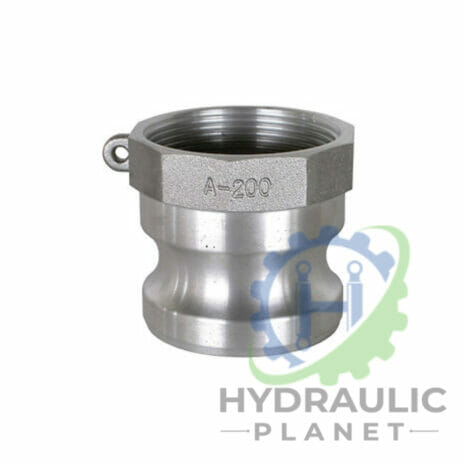 hydraulicplanet TYPE A ALUMINIUM CAMLOCK with female threads, marked "A-200," displayed on a white background featuring the Hydraulic Planet logo.