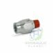 hydraulicplanet A TEE MALE ADAPTOR BSPP hydraulic fitting with a hexagonal section and red cap, shown on a white background featuring the Hydraulic Planet logo.