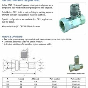 hydraulicplanet A technical product sheet for FLANGE CODE 62 - 6000 PSI BSP inline test point tee adaptors features images, specs, key features, and full ordering info, including hydraulic flange options rated up to 6000 PSI.