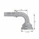 hydraulicplanet Technical drawing of the FLANGE CODE 61 - 3000 PSI - 90° ELBOW, displaying labelled dimensions A, B, and D/D1 with internal and external structure.