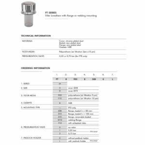 hydraulicplanet Chart and diagram present technical specs, material details, and ordering info for the FILLER BREATHER WITH FLANGE FT SERIES—ideal for applications needing reliable filler breather solutions.