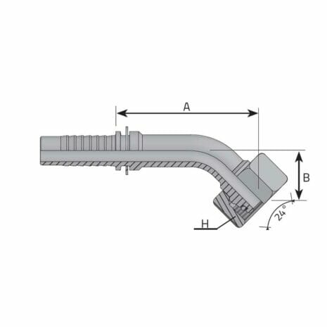 METRIC FEMALE 24° CONE - 45° ELBOW - S TYPE (HEAVY)