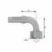 hydraulicplanet Technical drawing of the METRIC FEMALE 24° CONE - 90° ELBOW - S TYPE (HEAVY) hydraulic fitting, with labelled dimensions: A (length), B (height), H (width), and a 24° cone at the bend.