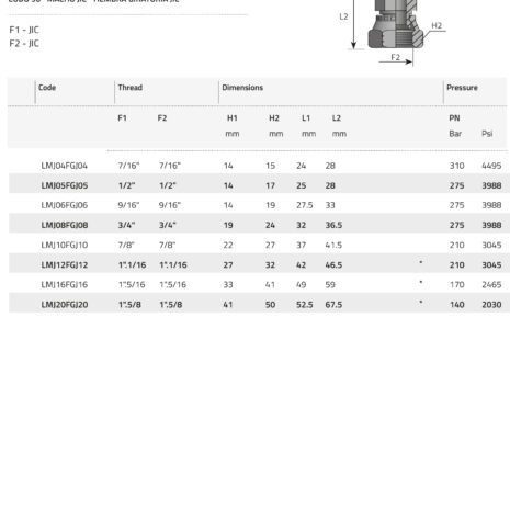 90° ADJUSTABLE ADAPTOR MALE JIC - SWIVEL FEMALE JIC-2 male female jic elbow spec sheet