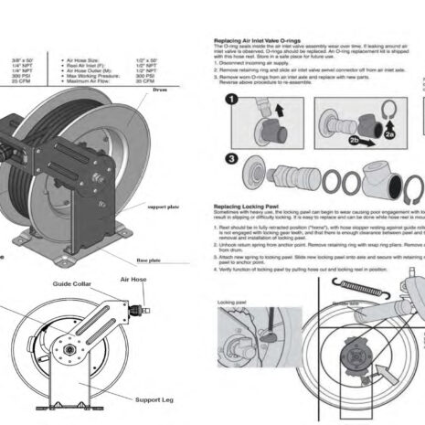 RETRACTABLE AIR HOSE REEL 15MT X 3/8"-6 Air Hose Reel spec sheet