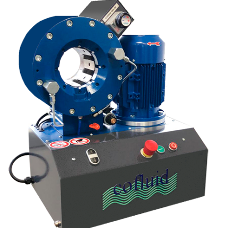 The O180E Crimper, a compact and powerful electrical control machine for crimping flexible hydraulic hoses. Its sturdy construction and efficient design make it ideal for industrial applications, providing secure and precise connections.